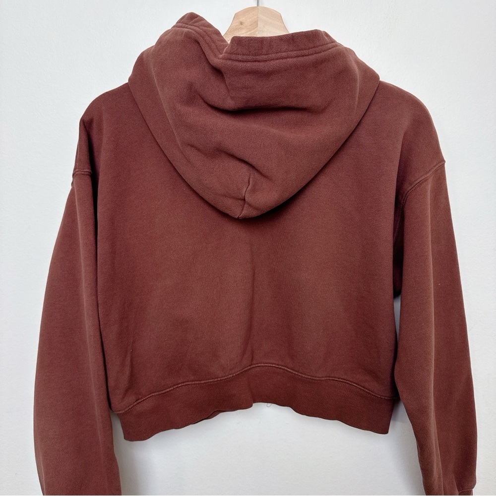 Aritzia TNA Womens Xsmall Cozy Fleece Perfect Zip-Up Hoodie in Cognac - Picture 9 of 11